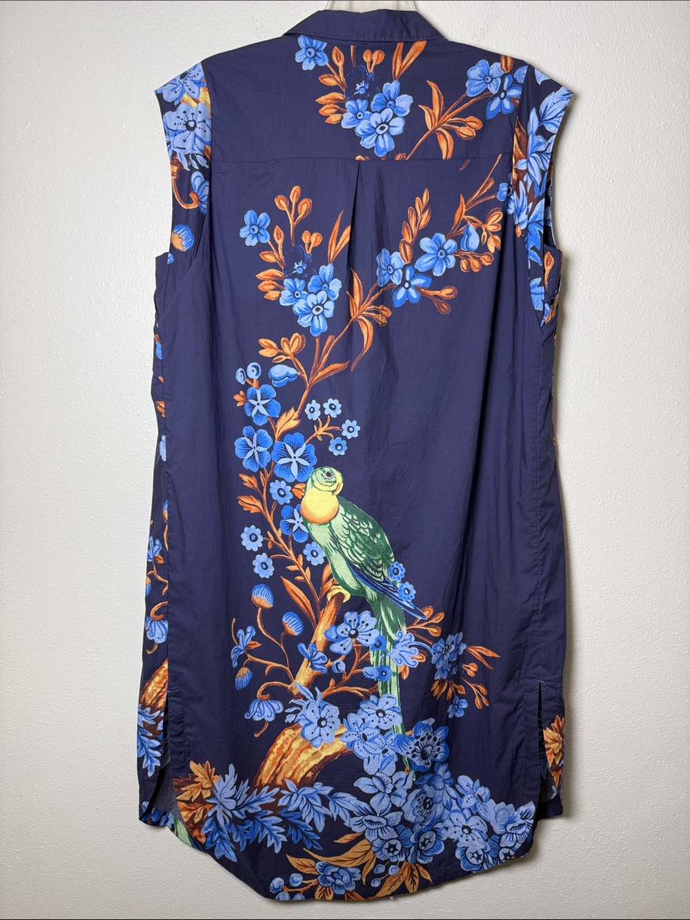 Anthropologie Maeve The Lillian Button Up Midi Dress 1X Blue Bird Parrot Print - Picture 7 of 17